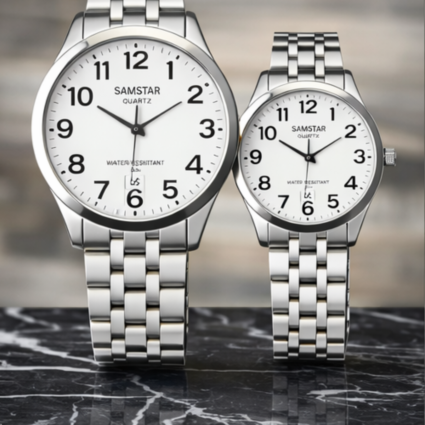 Faronni™ MERLO Kadın Erkek Çift Saatleri - Merlo Eko Çelik Gövde Kasa Saati Çifti