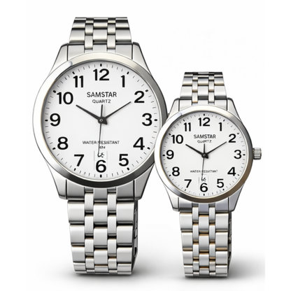 Faronni™ MERLO Kadın Erkek Çift Saatleri - Merlo Eko Çelik Gövde Kasa Saati Çifti