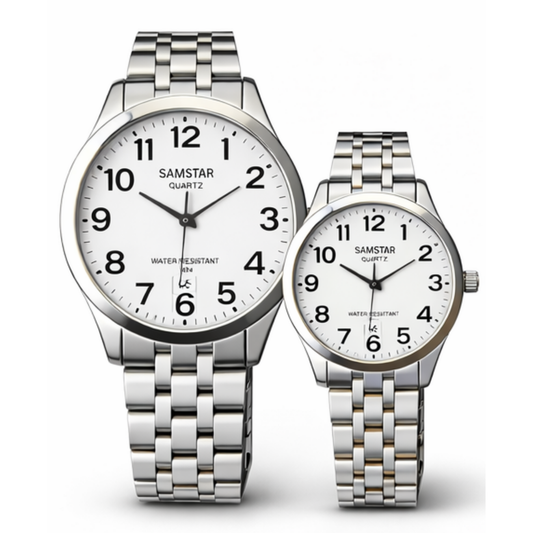 Faronni™ MERLO Kadın Erkek Çift Saatleri - Merlo Eko Çelik Gövde Kasa Saati Çifti