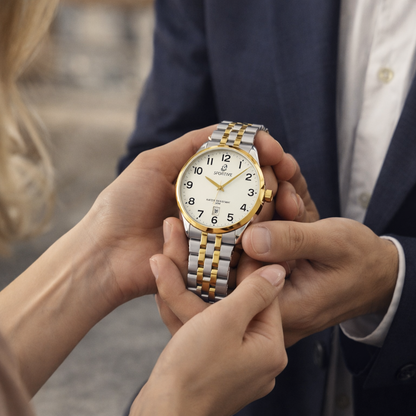 Faronni™ STYLE MARE Kadın Erkek Çift Saatleri - Gold Gümüş Beyaz Ekran Çift Saati