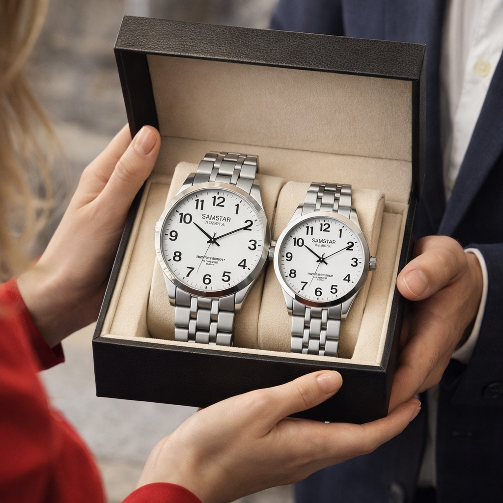 Faronni™ MERLO Kadın Erkek Çift Saatleri - Merlo Eko Çelik Gövde Kasa Saati Çifti