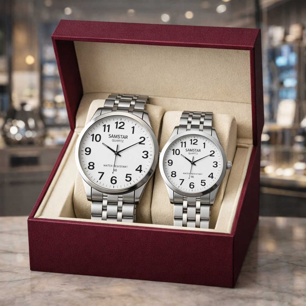 Faronni™ MERLO Kadın Erkek Çift Saatleri - Merlo Eko Çelik Gövde Kasa Saati Çifti